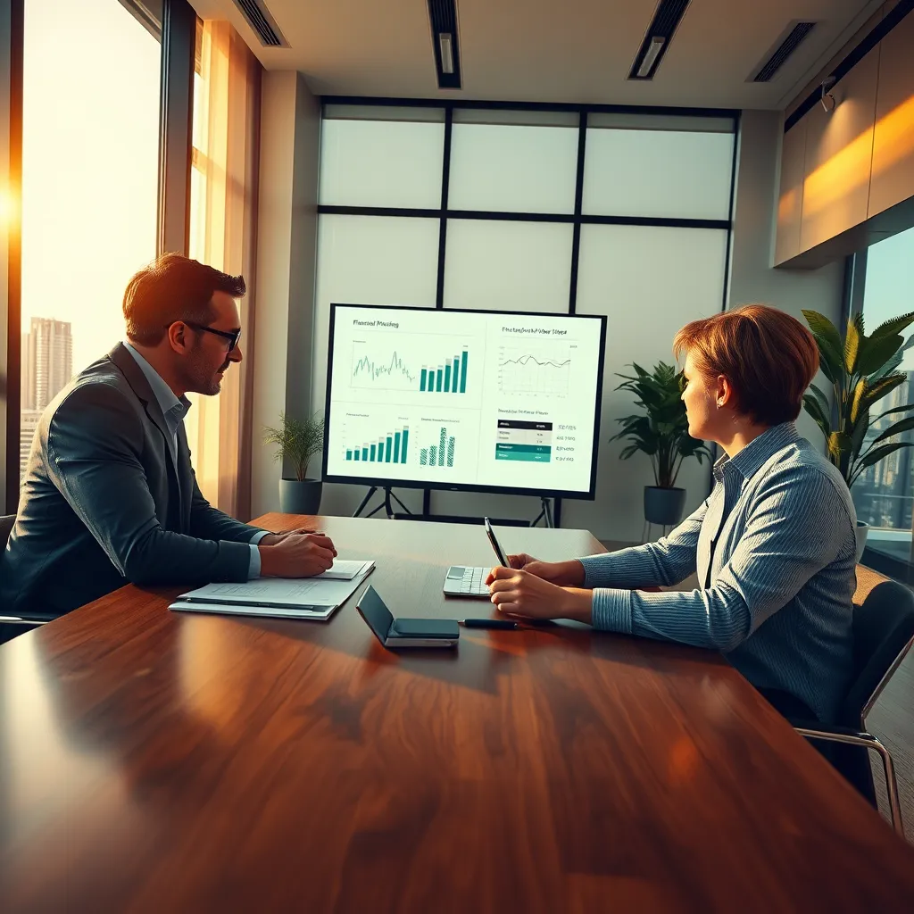 Financial advisor consulting with clients