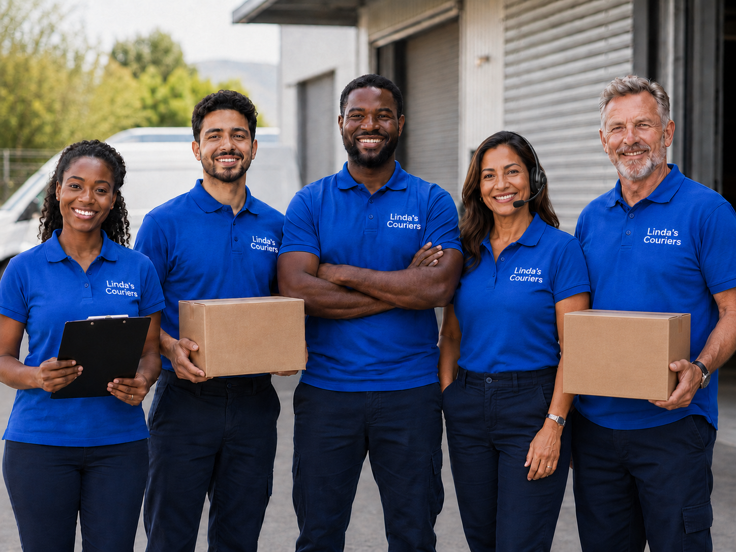 Linda's Couriers exterior with a Black male courier
