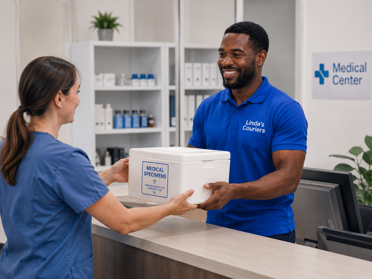 Medical courier transport scene