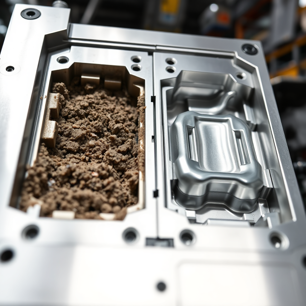 Automotive mold before and after laser cleaning