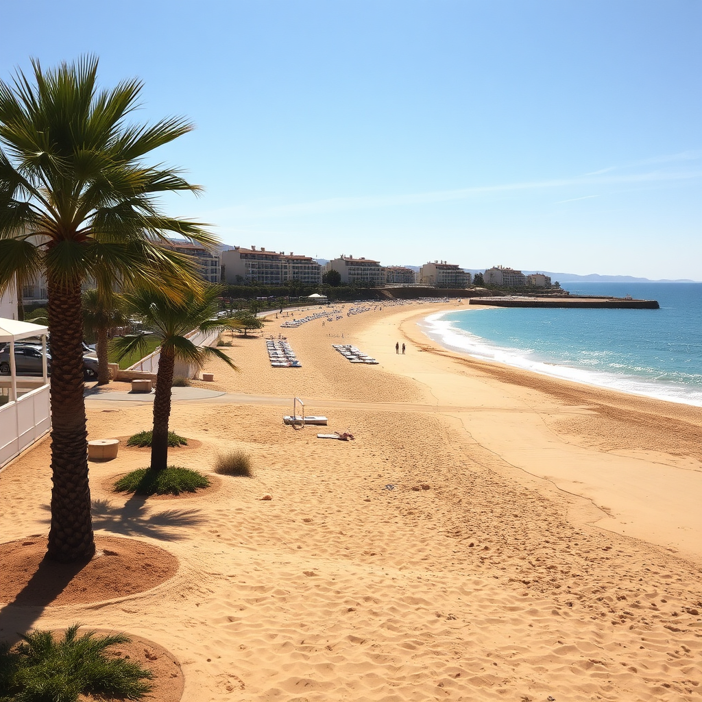 Scenic view of Punta Prima beach and coastline