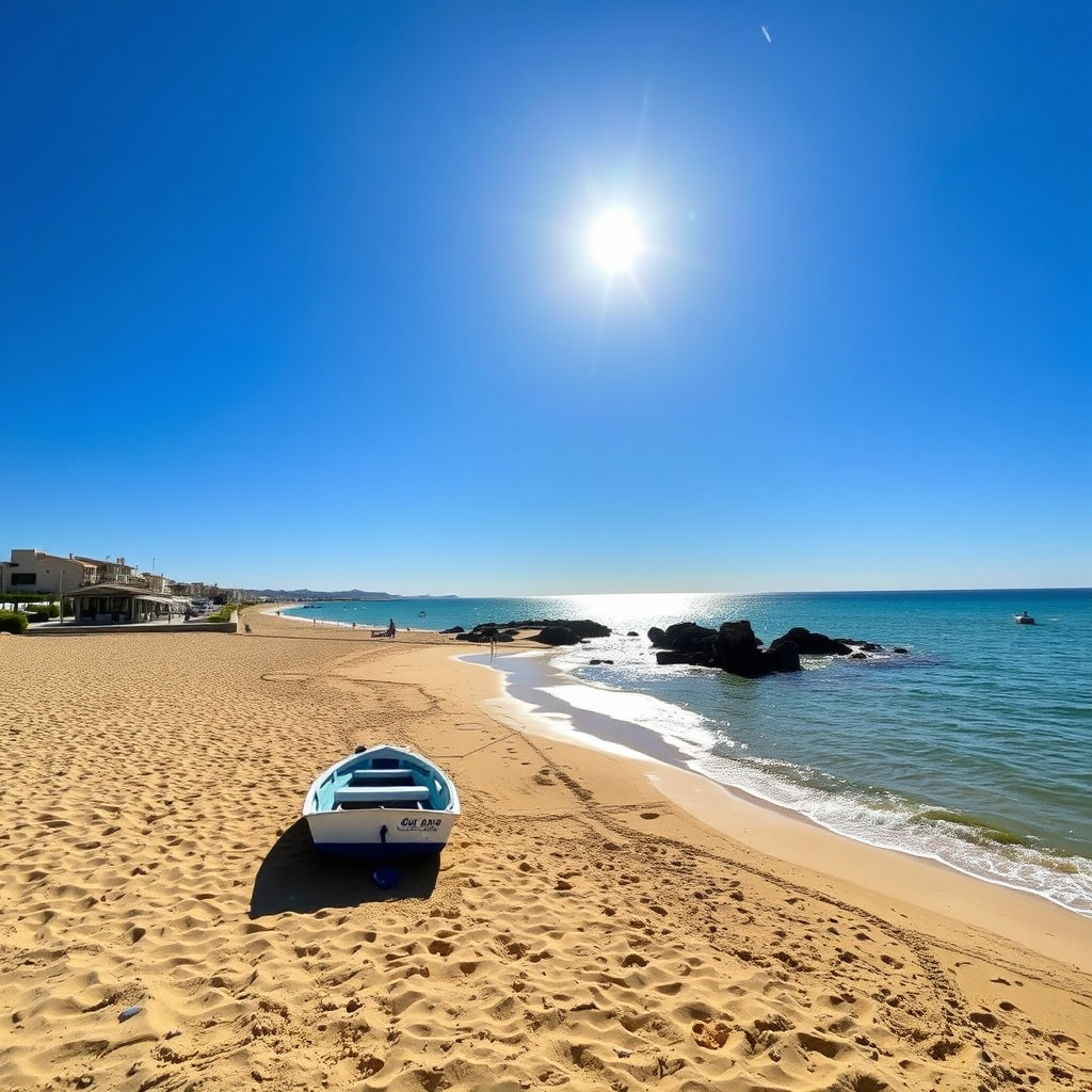 Charming beach scene at Punta Prima