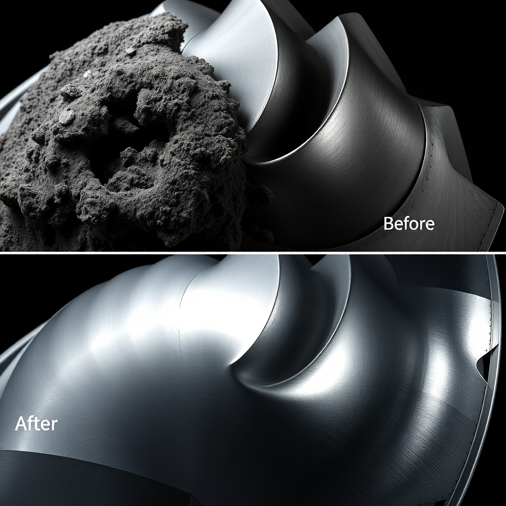 Aircraft turbine blade before and after laser cleaning