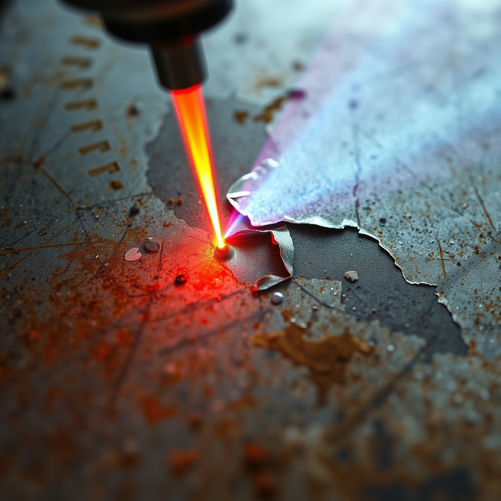 Laser removing paint from metal