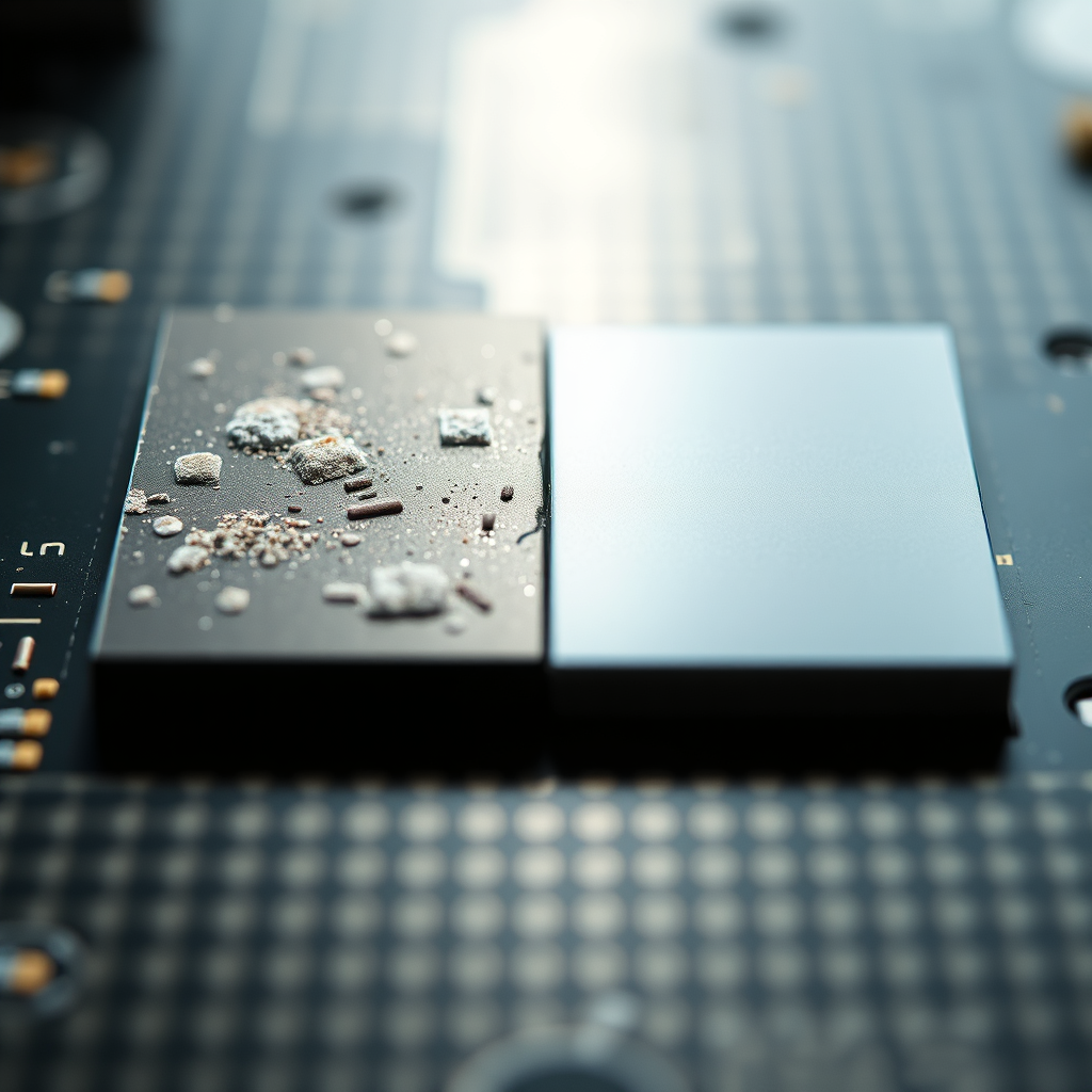 Electronic component before and after laser cleaning