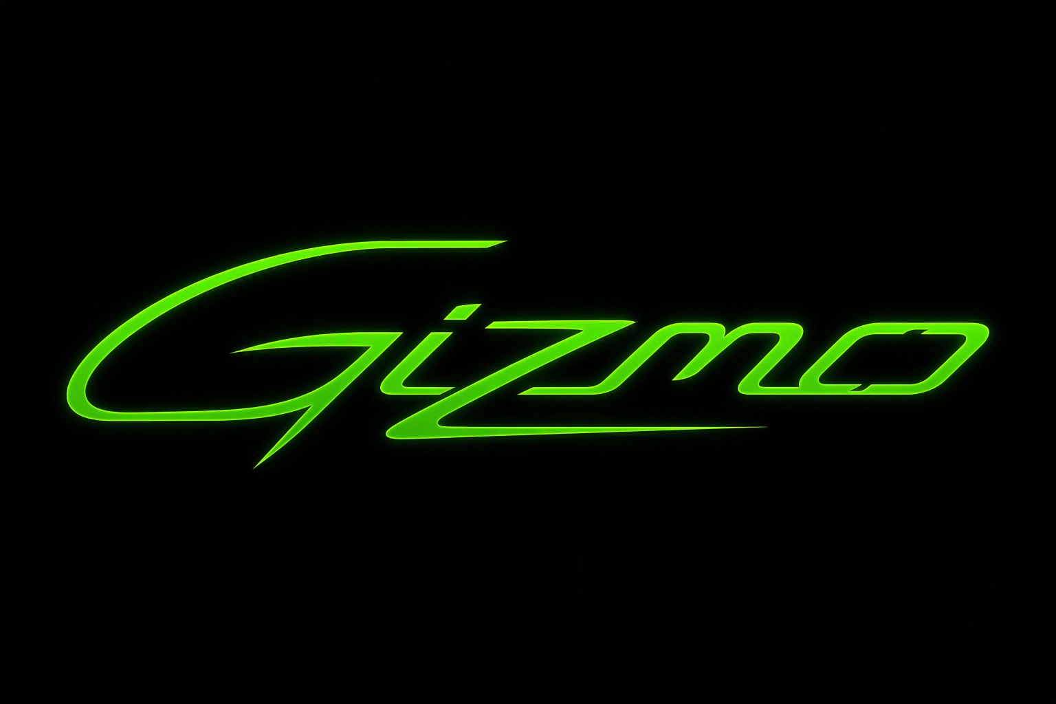 Dark experimental electronic device with a neon green cable
