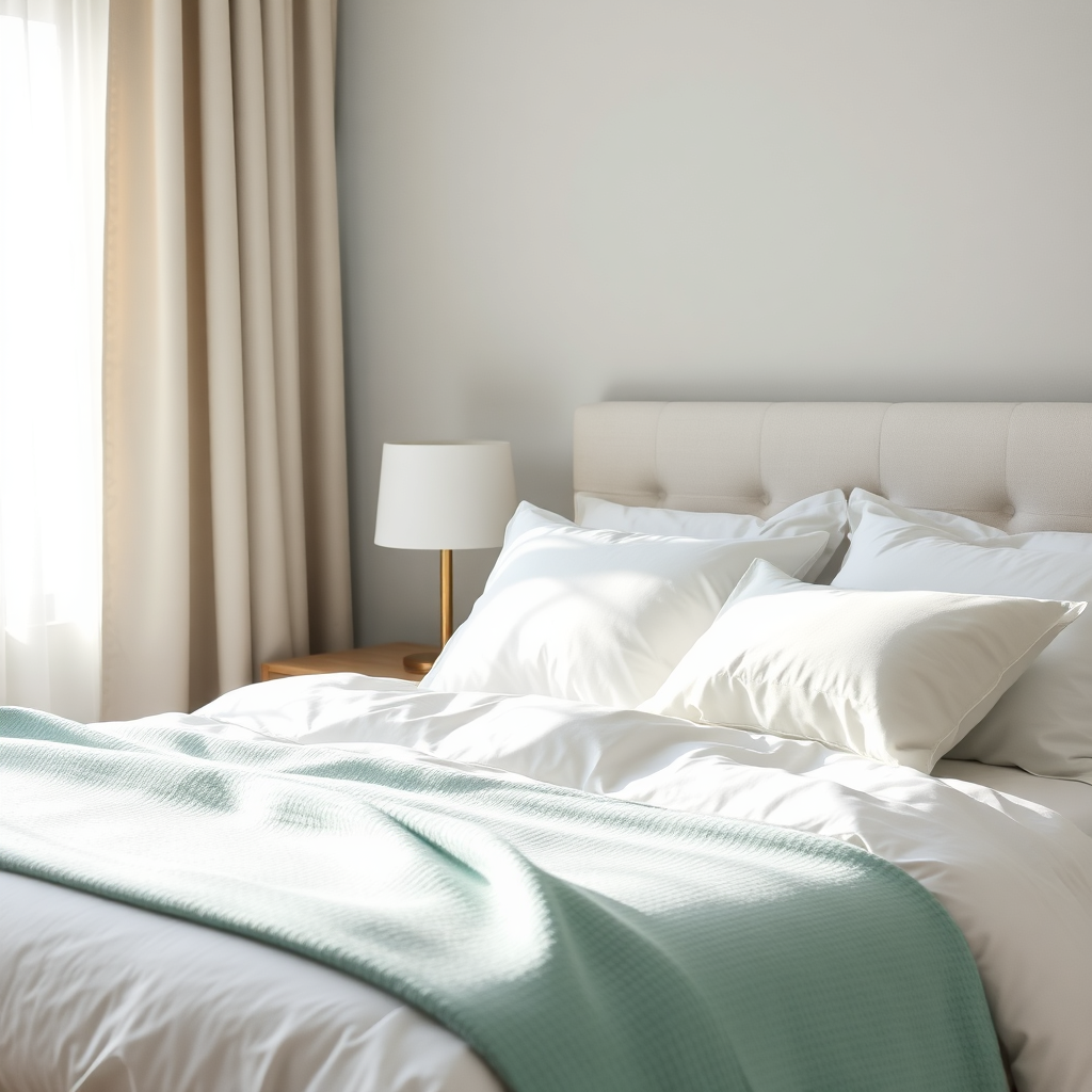 Neatly made bed