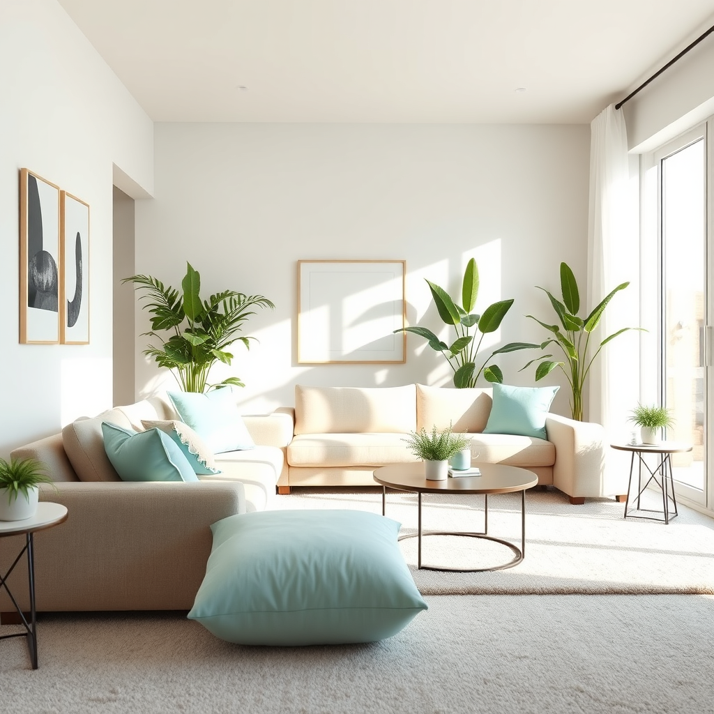 sunlit, fresh living room