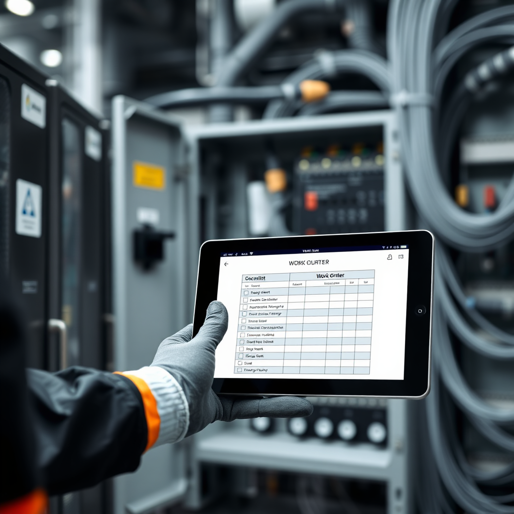 Technician reviewing a project checklist on a tablet