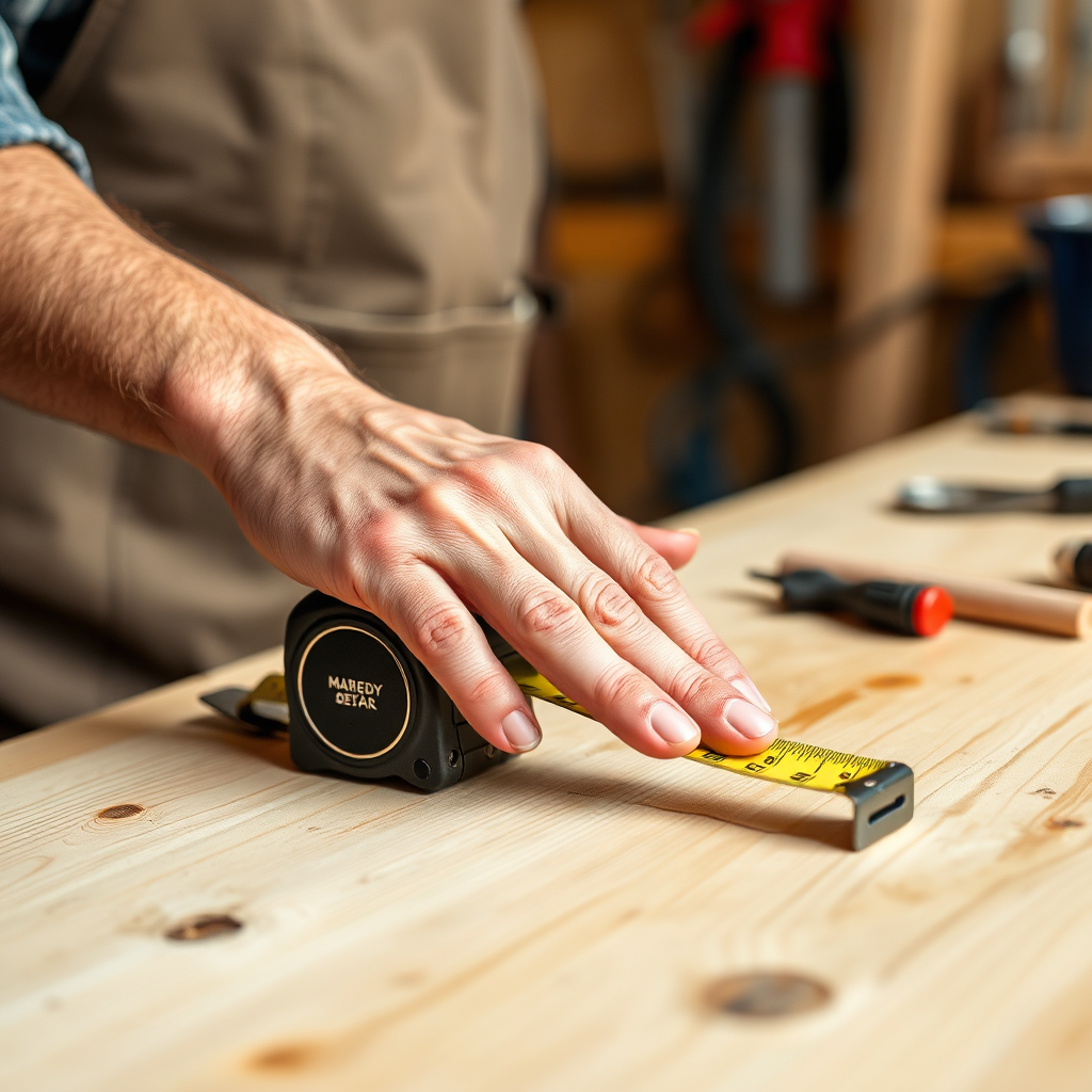 Hand resting on tape measure