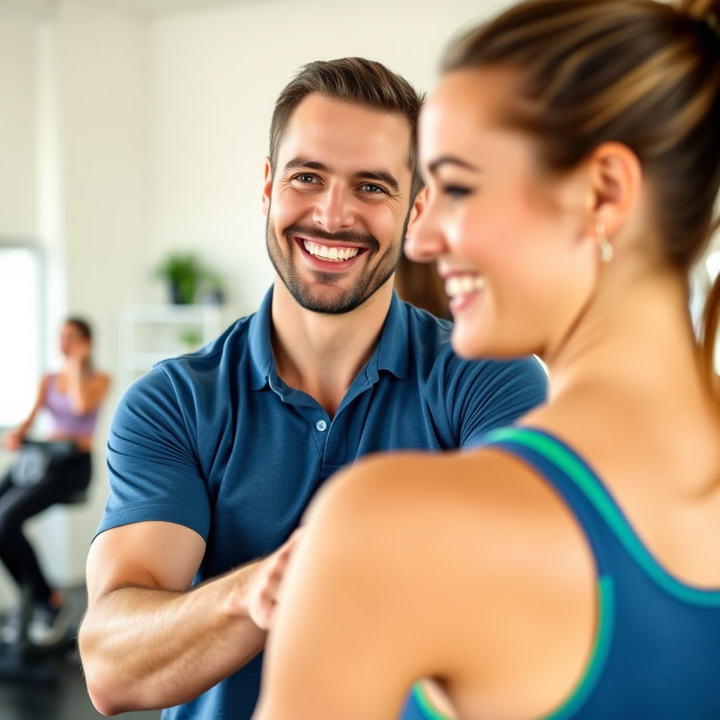 Personal trainer with client