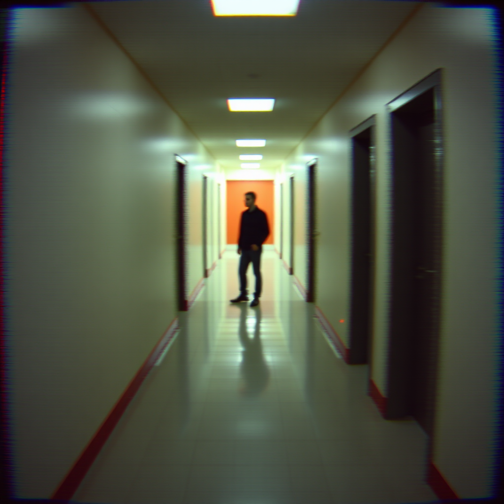 Fragmented security camera frame