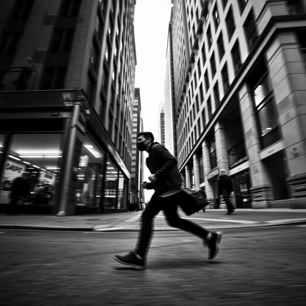 Edited black and white city scene