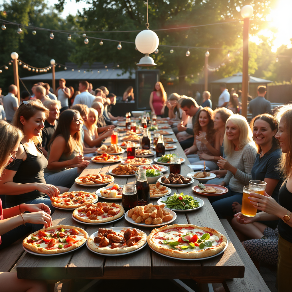 Pizza catering at an outdoor event