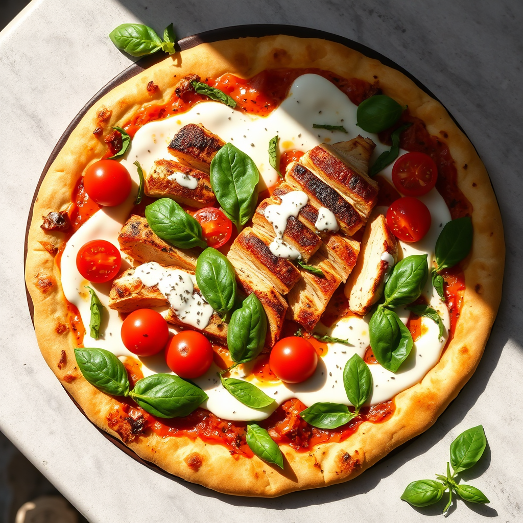 Basil Chicken pizza