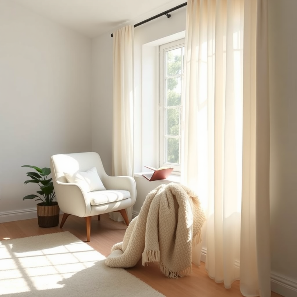 Peaceful, sunlit corner of home