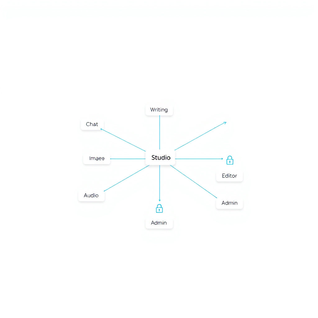 Minimal permissions diagram showing studios and roles