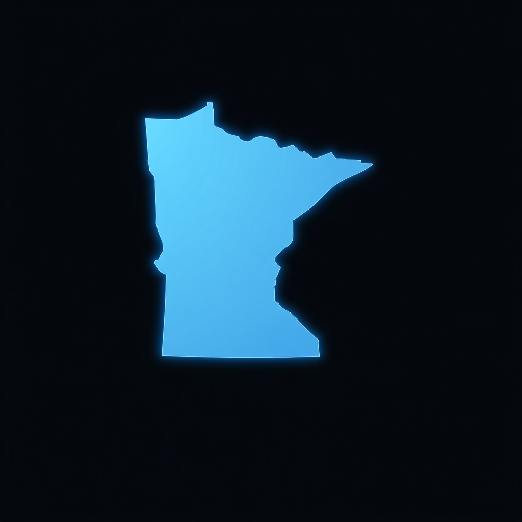 Map highlighting Minnesota and nearby states