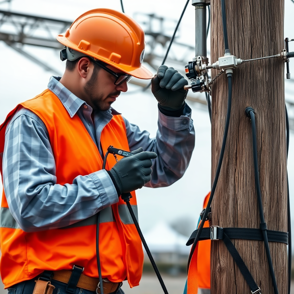 Field technician with coaxial cable