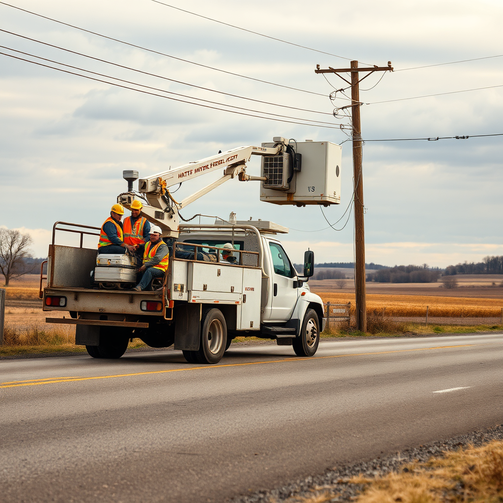Telecom crew at field worksite in Minnesota