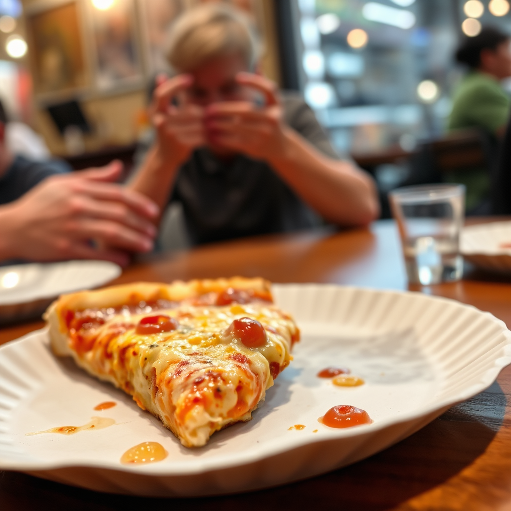 Takeout pizza slice