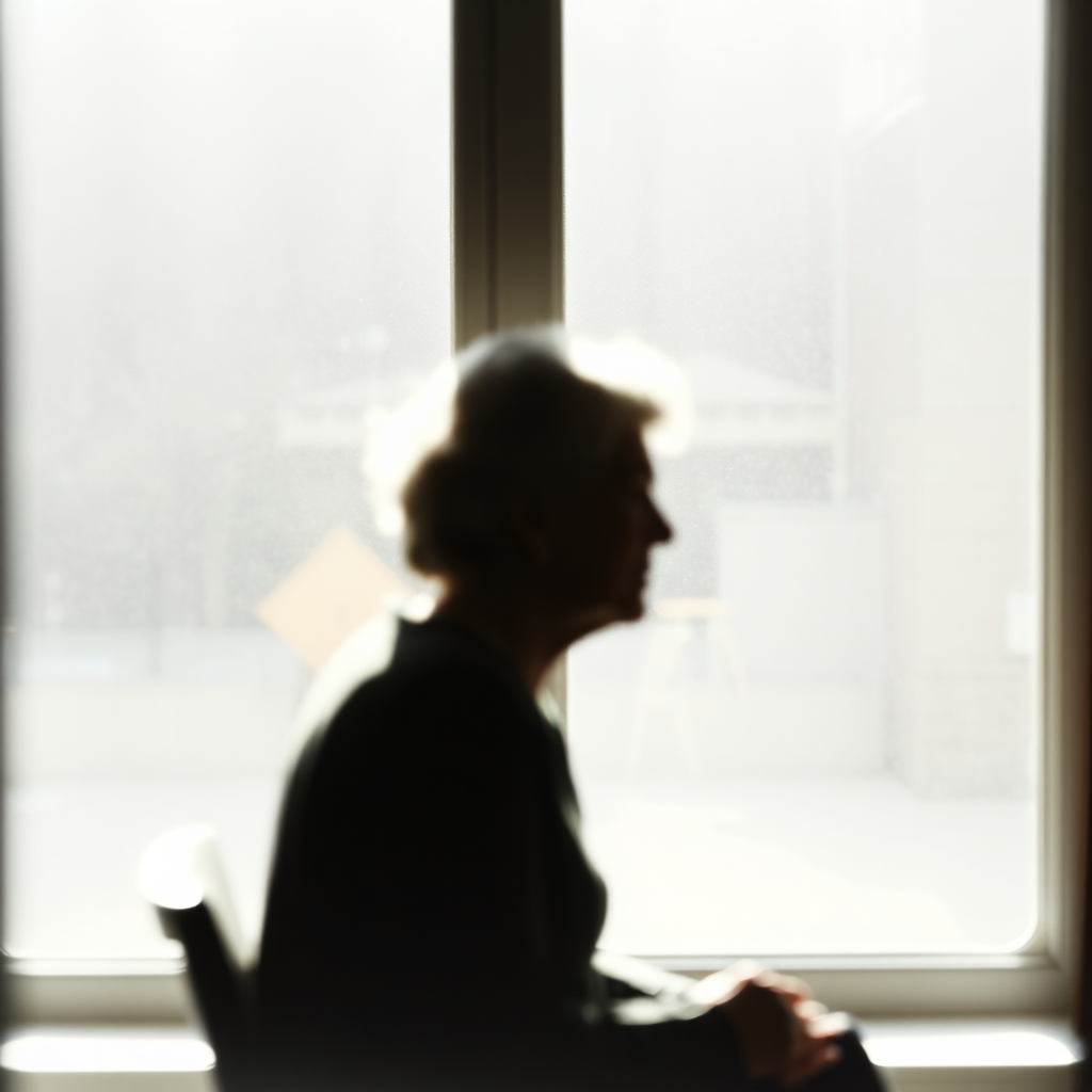 Blurred silhouette of grandmother