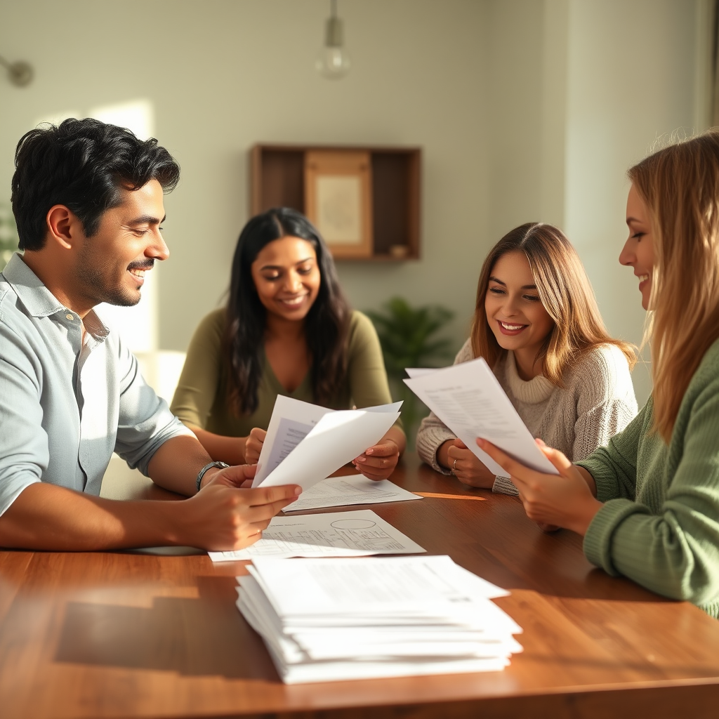 People reviewing debt statements