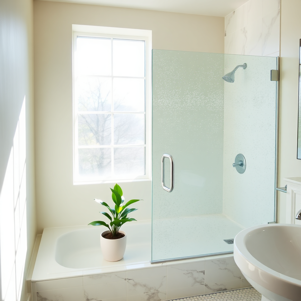 Bright bathroom with glass shower