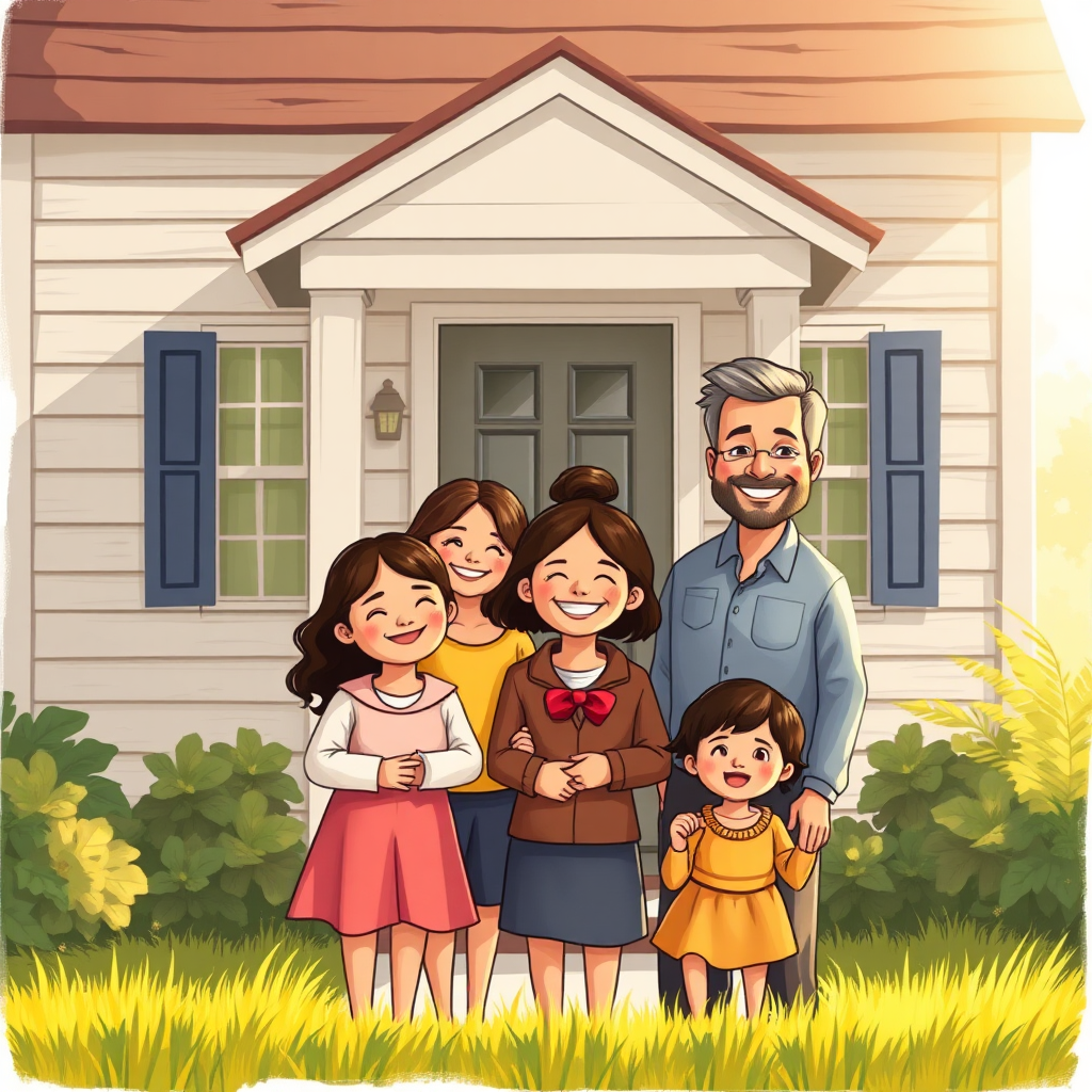 Hopeful family illustration