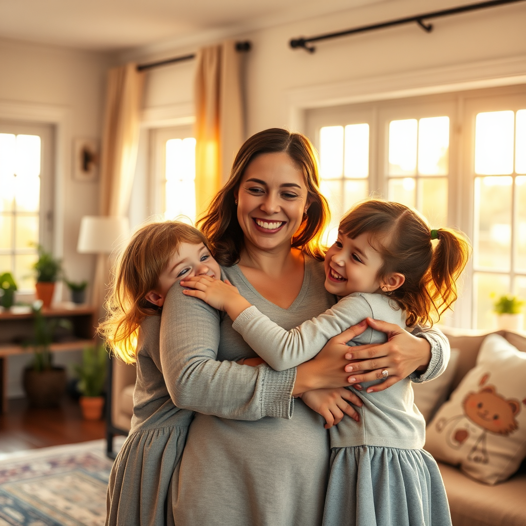Family together in new home