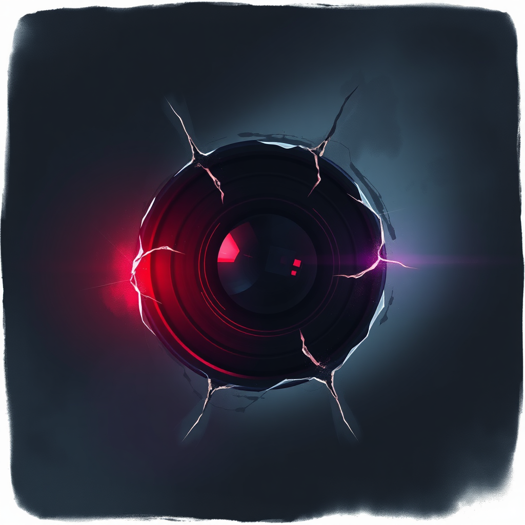 Haunted camera lens illustration