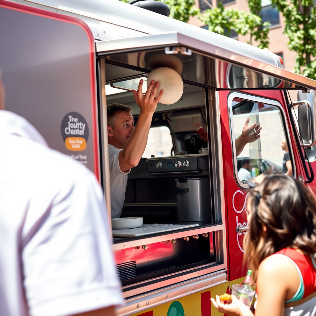Food truck chef at work
