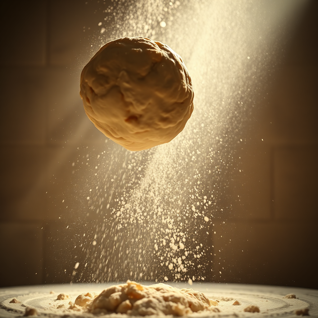 Dough toss with flour dust