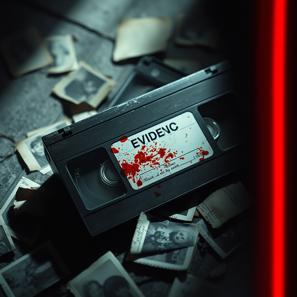 Corrupted tape with evidence sticker