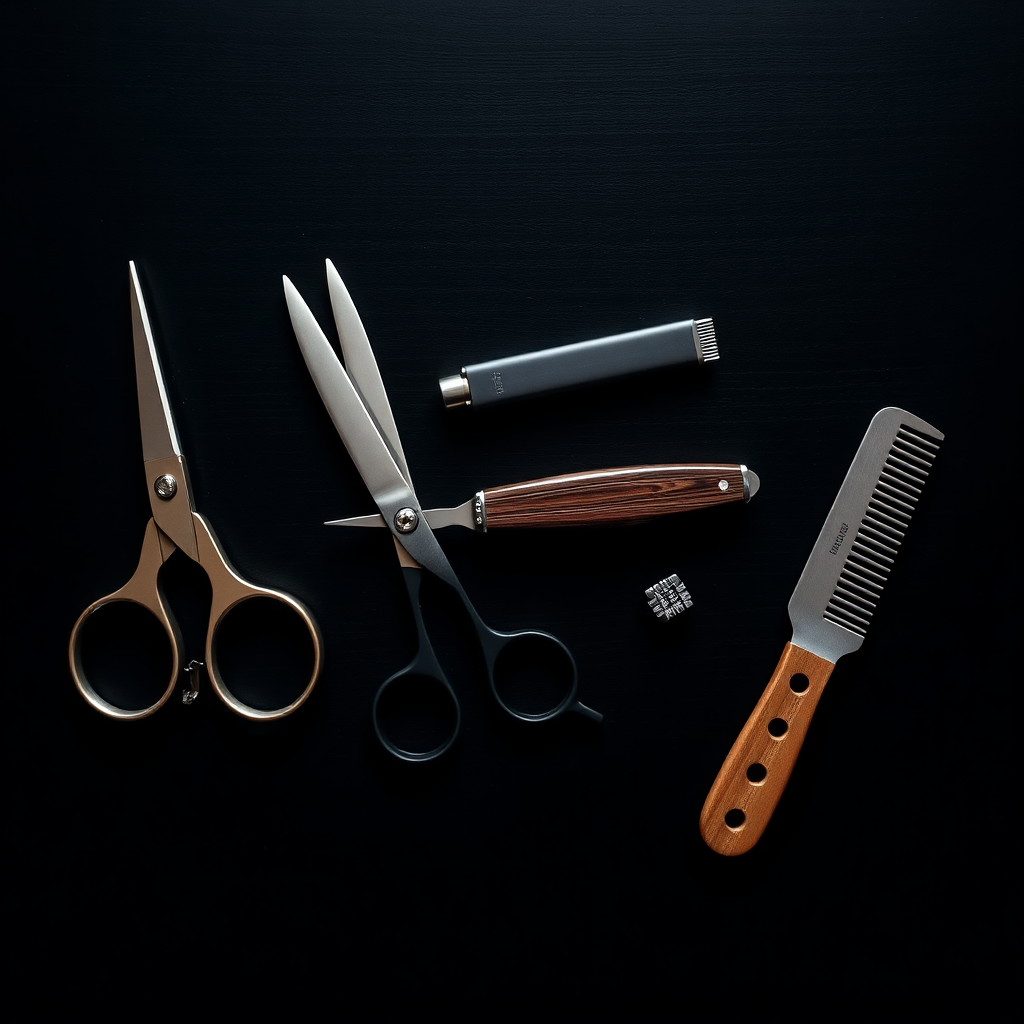 Barber tools flat lay