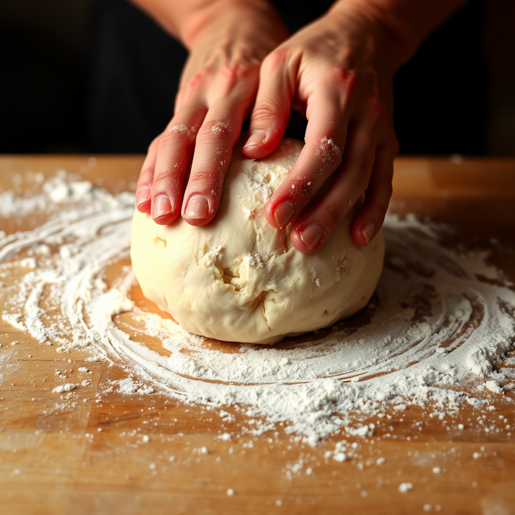 Hand-stretched dough