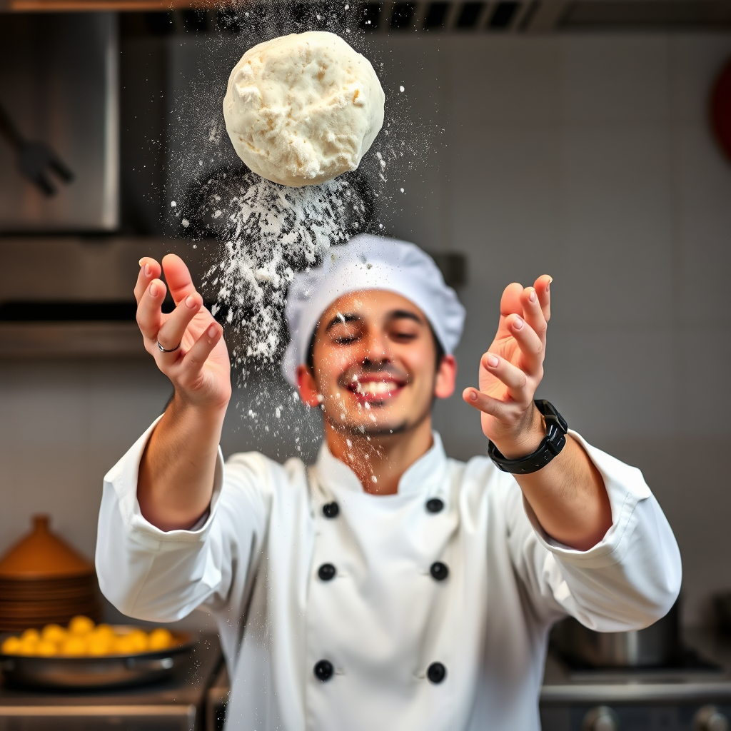 Tossing pizza dough