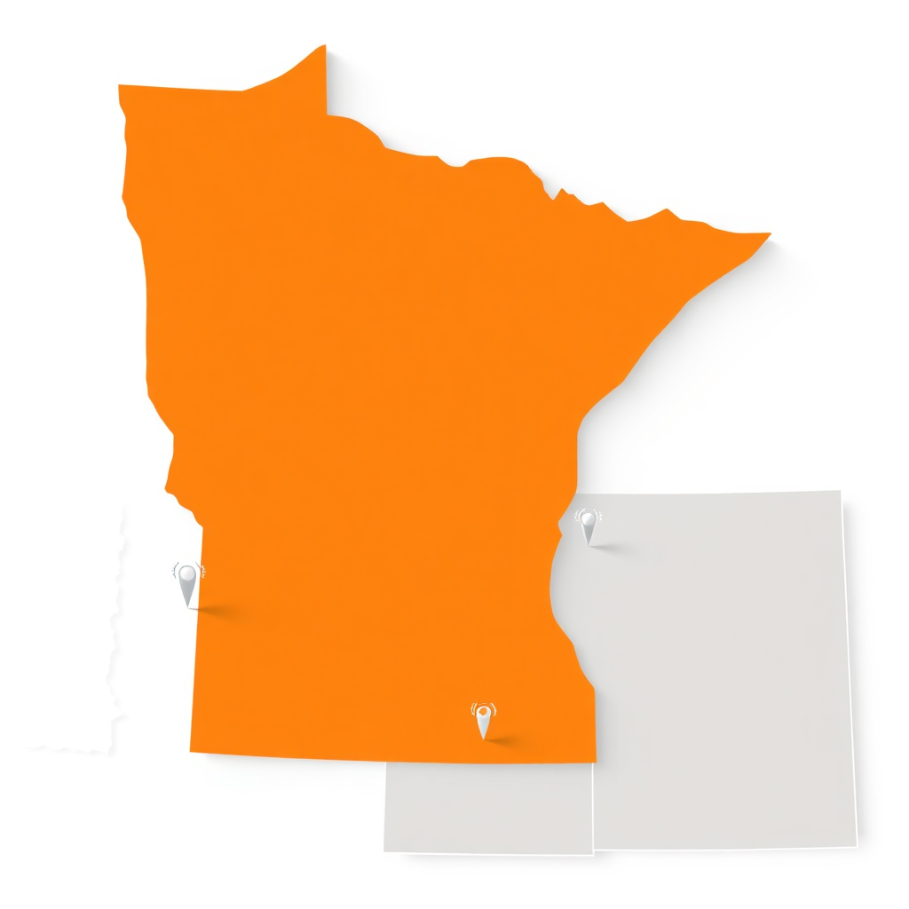 Map showing Minnesota and regional states