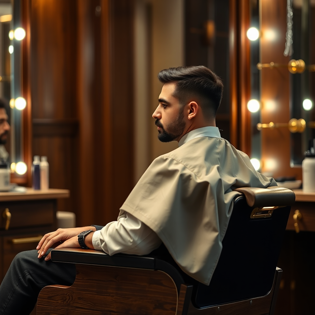 Client relaxed in chair during grooming experience