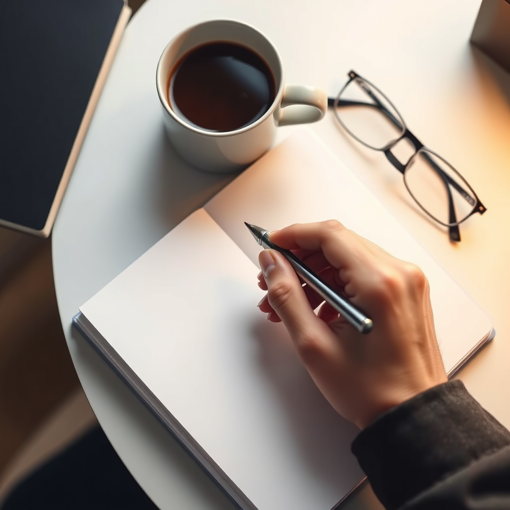 Organized desk space with a notebook