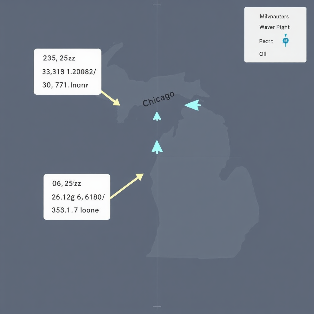 Lake Michigan wave height and direction map