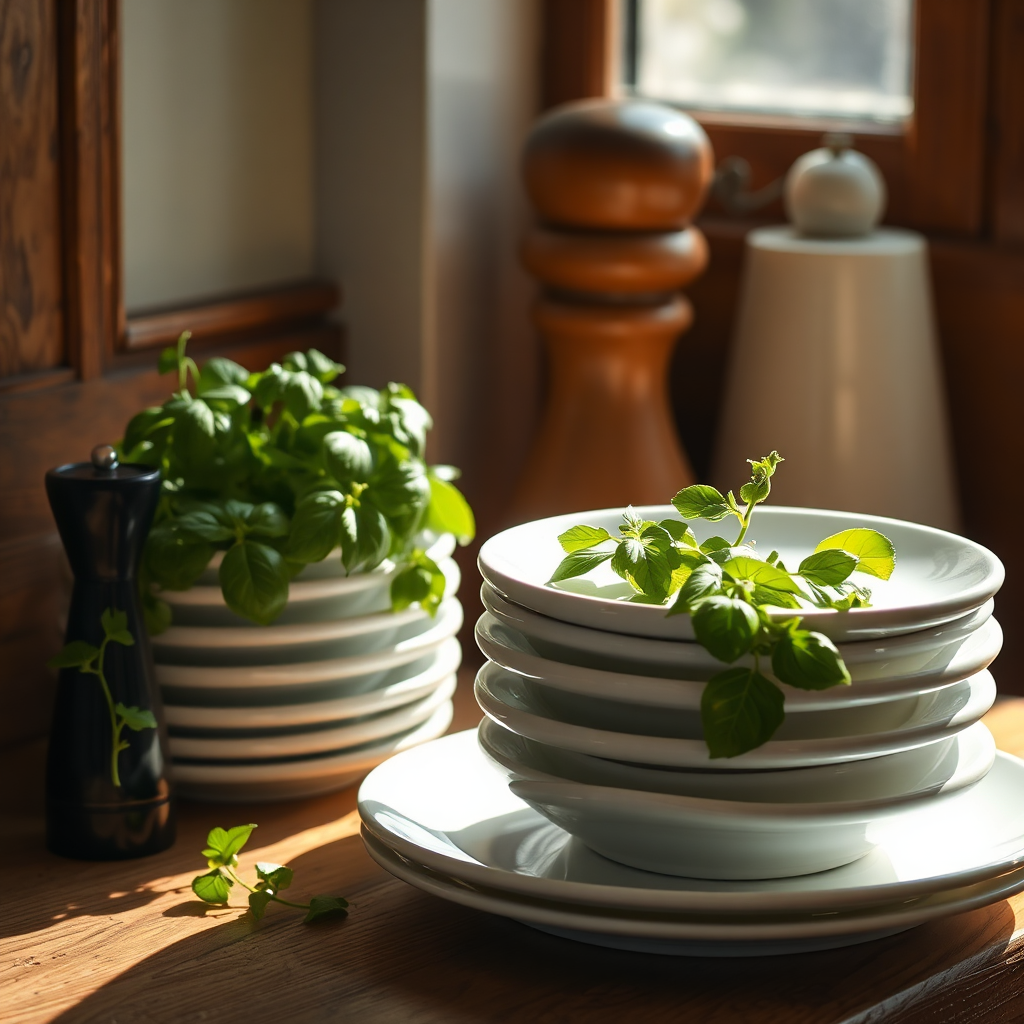 Cozy counter detail with basil