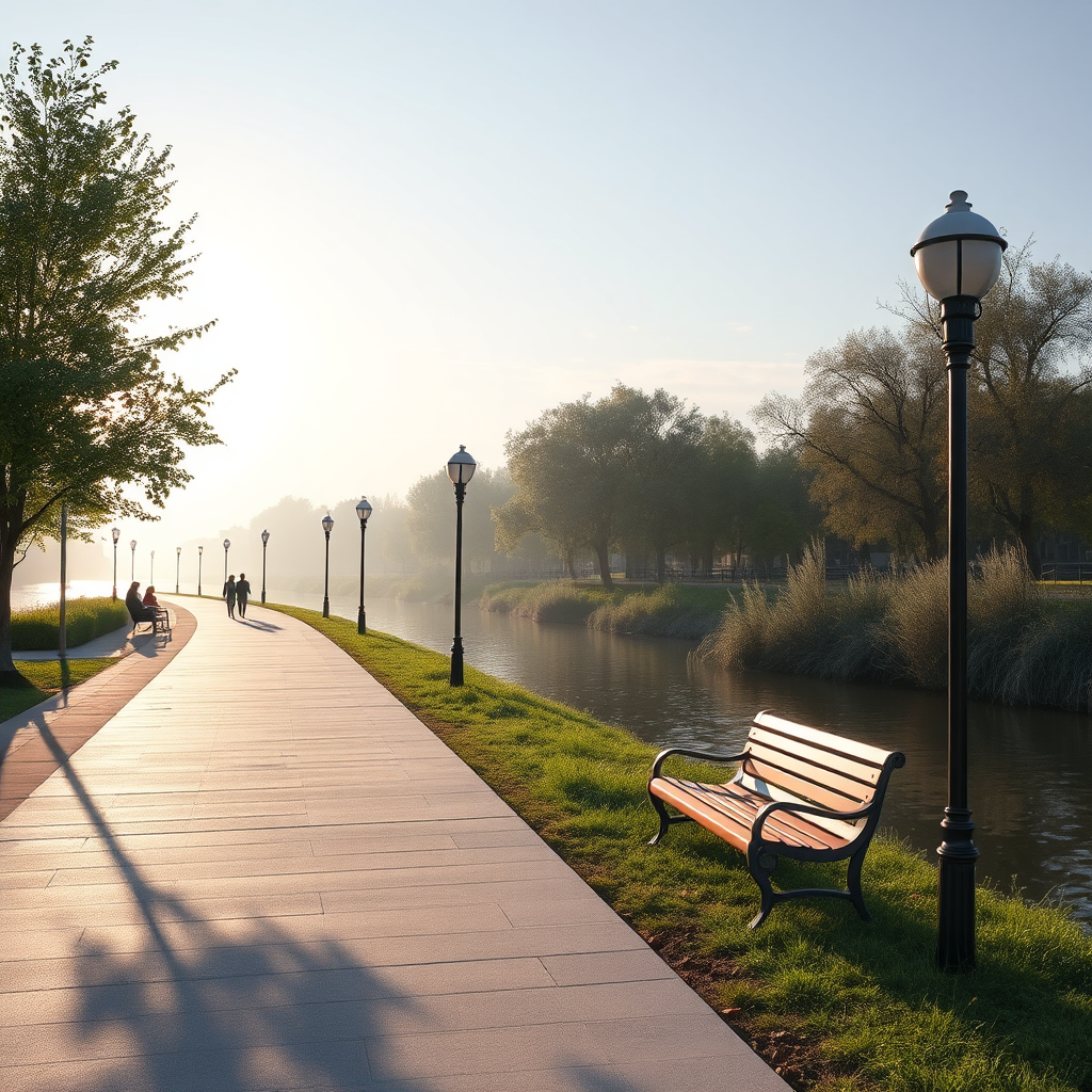 Riverside path with greenery