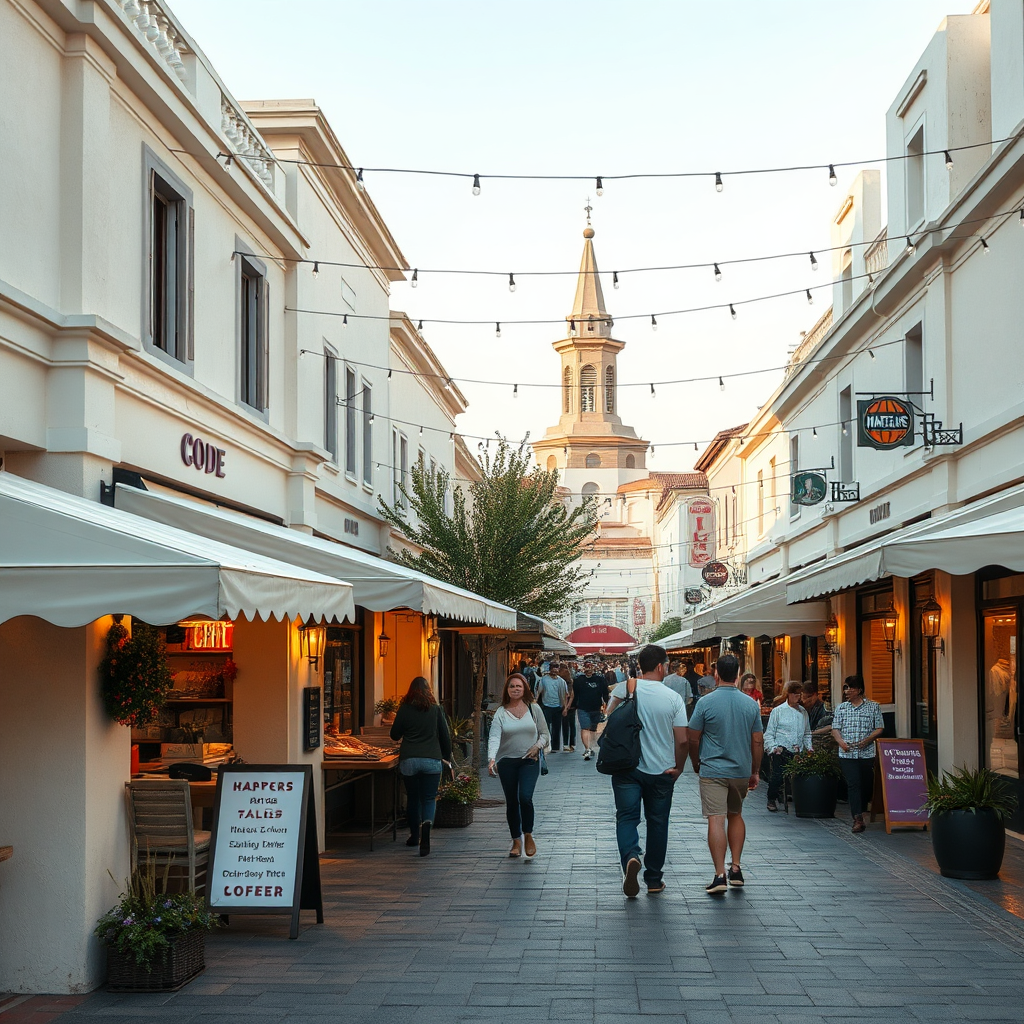 Charming pedestrian market plaza