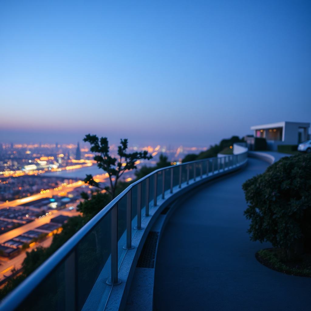 Hillside overlook with distant city lights