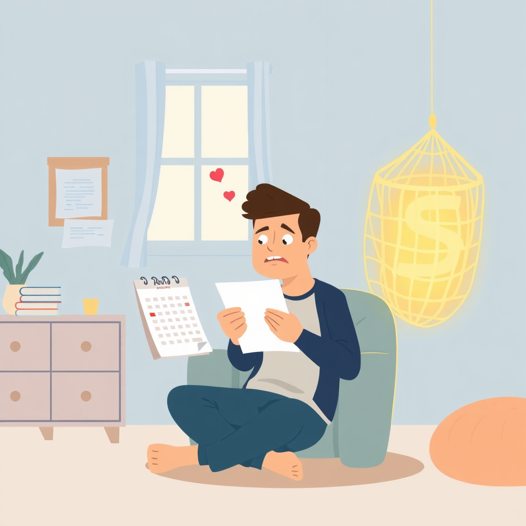 Person reviewing bills, supported