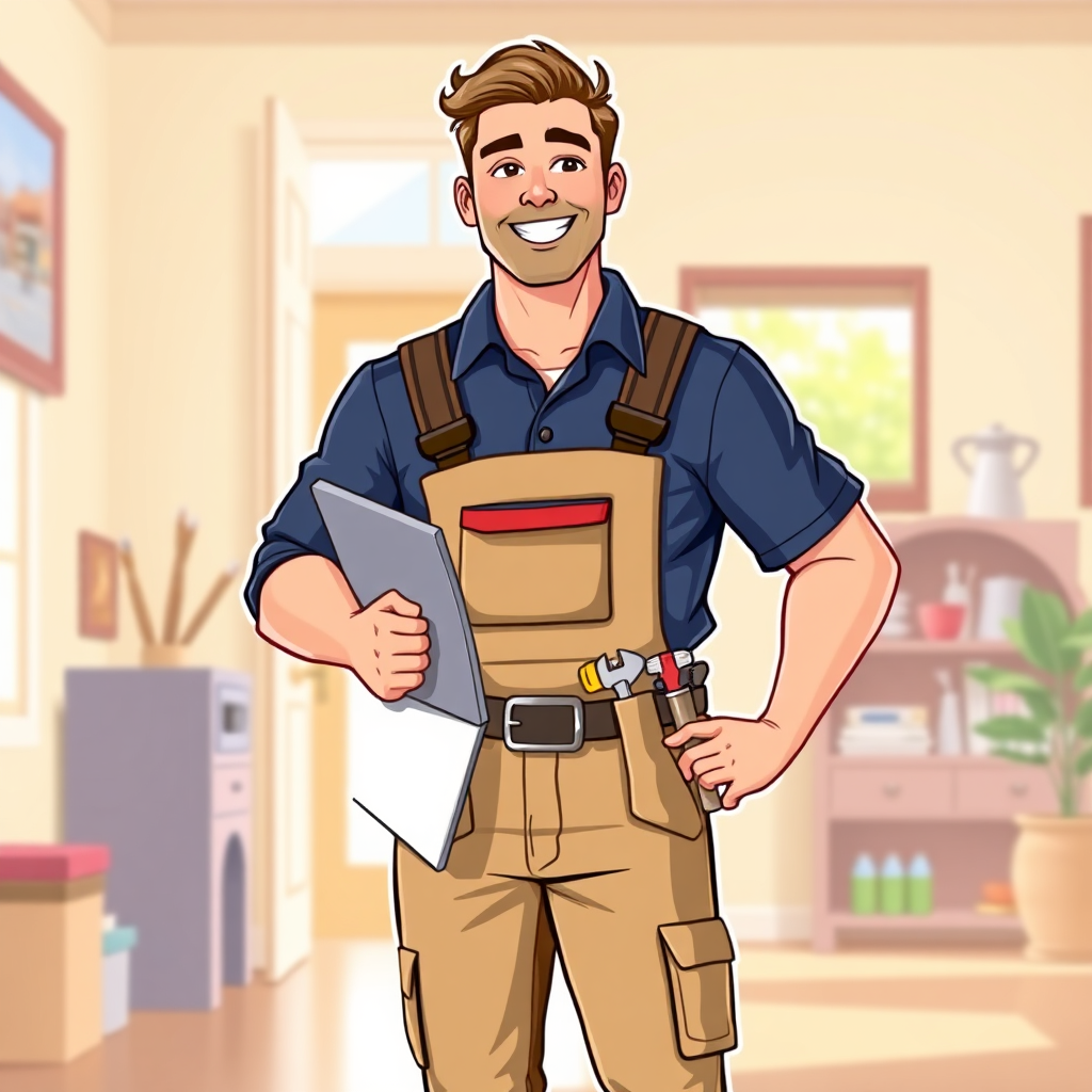 Illustration of a friendly handyman