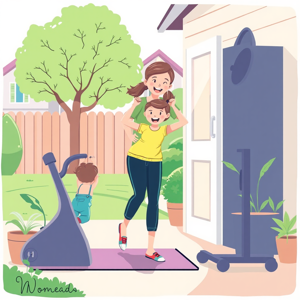 Parent exercising at home