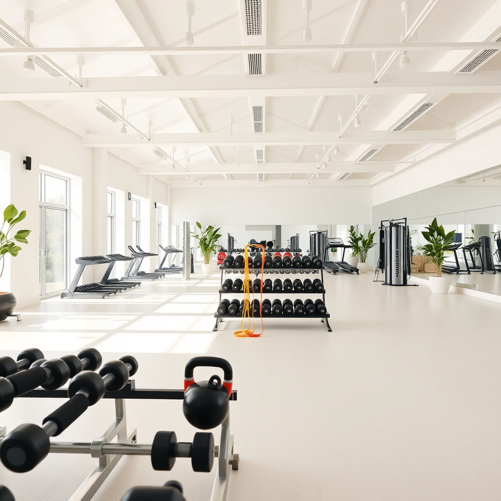 Studio with gym equipment