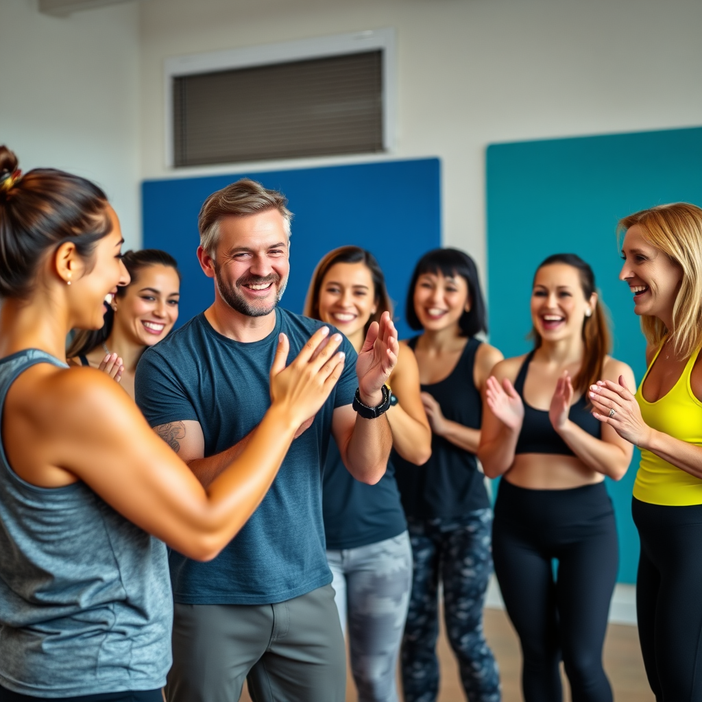 Trainer supporting a group